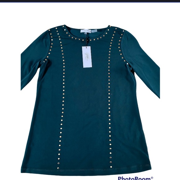 NWT Calvin Klein Crew Neck with Stud Detail Top - Picture 4 of 6